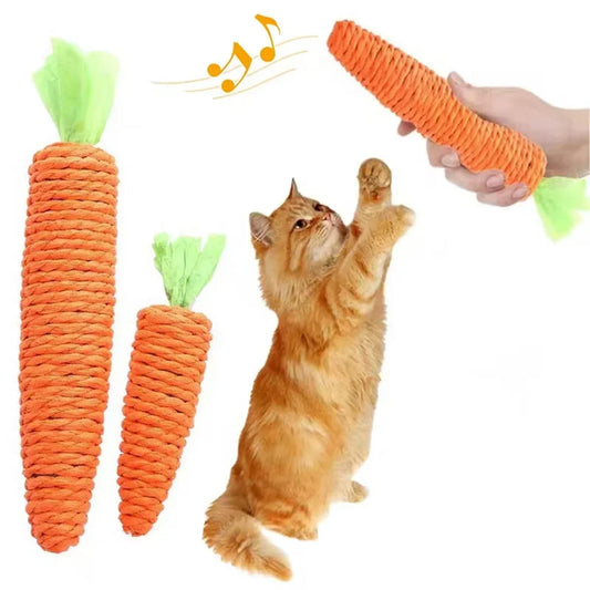 Cat Toys Simulation Carrot Sounding Pet Toys For Kitten Dogs Sisal Teeth Grinding Squeak Interactive Cat Chew Toy Pet Supplies