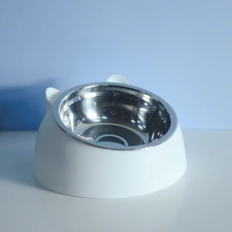 Stainless Steel Cat Bowl Double Bowl To Protect Cervical Vertebra Cat Bowl Oblique Explosion Pet Food Basin Cat Supplies