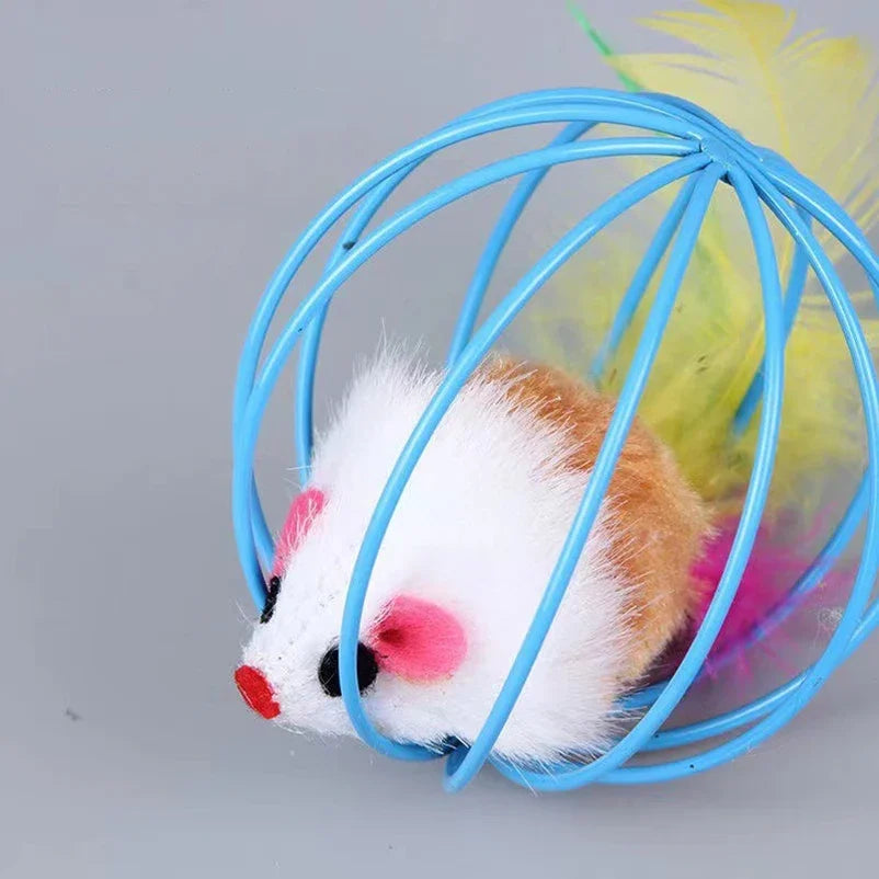 Cage rat happy cat toy plush simulation color mouse fun cat ball fun cat fun fun pet supplies